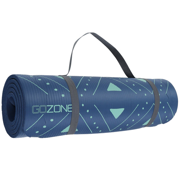 10mm Printed Exercise Mat with MicroFresh - Navy Combo