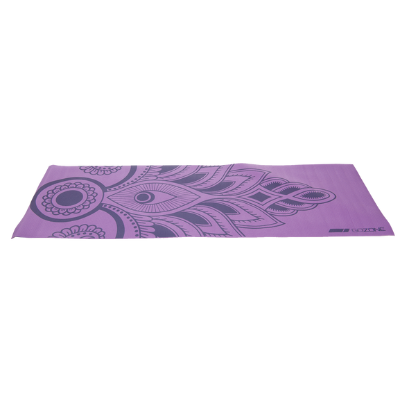 4mm PVC Lotus Print Yoga Mat – 24" x 68" - Purple Combo