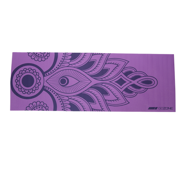 4mm PVC Lotus Print Yoga Mat – 24" x 68" - Purple Combo