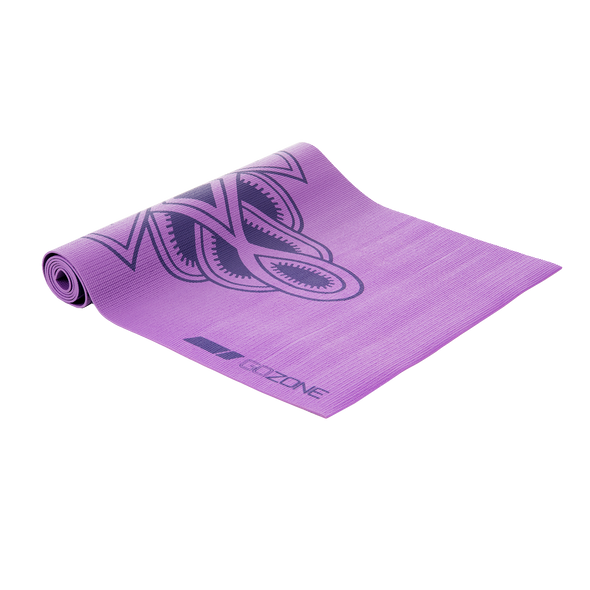 4mm PVC Lined Mountains Print Yoga Mat – 24" x 68" - Grey Combo