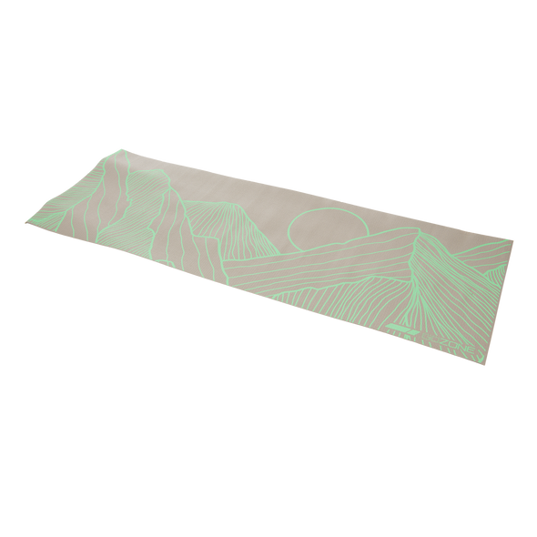 4mm PVC Lined Mountains Print Yoga Mat – 24" x 68" - Grey Combo