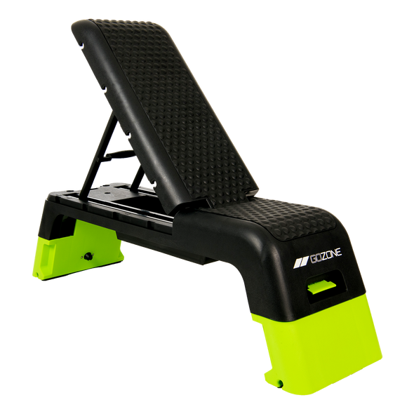 Multi-Use Adjustable Bench/Step Deck with Resistance Bands – Black/Green