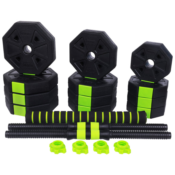 40 Lb Adjustable Dumbbell/Weight Set - Black/Green